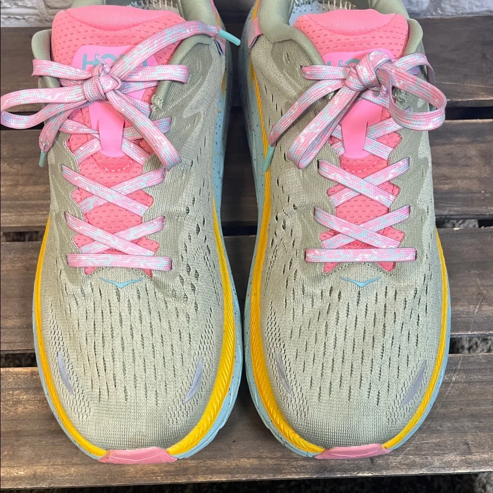 Hoka Free People Movement Clifton 8 Shoes Women's Seaweed Green Tea sz 11D